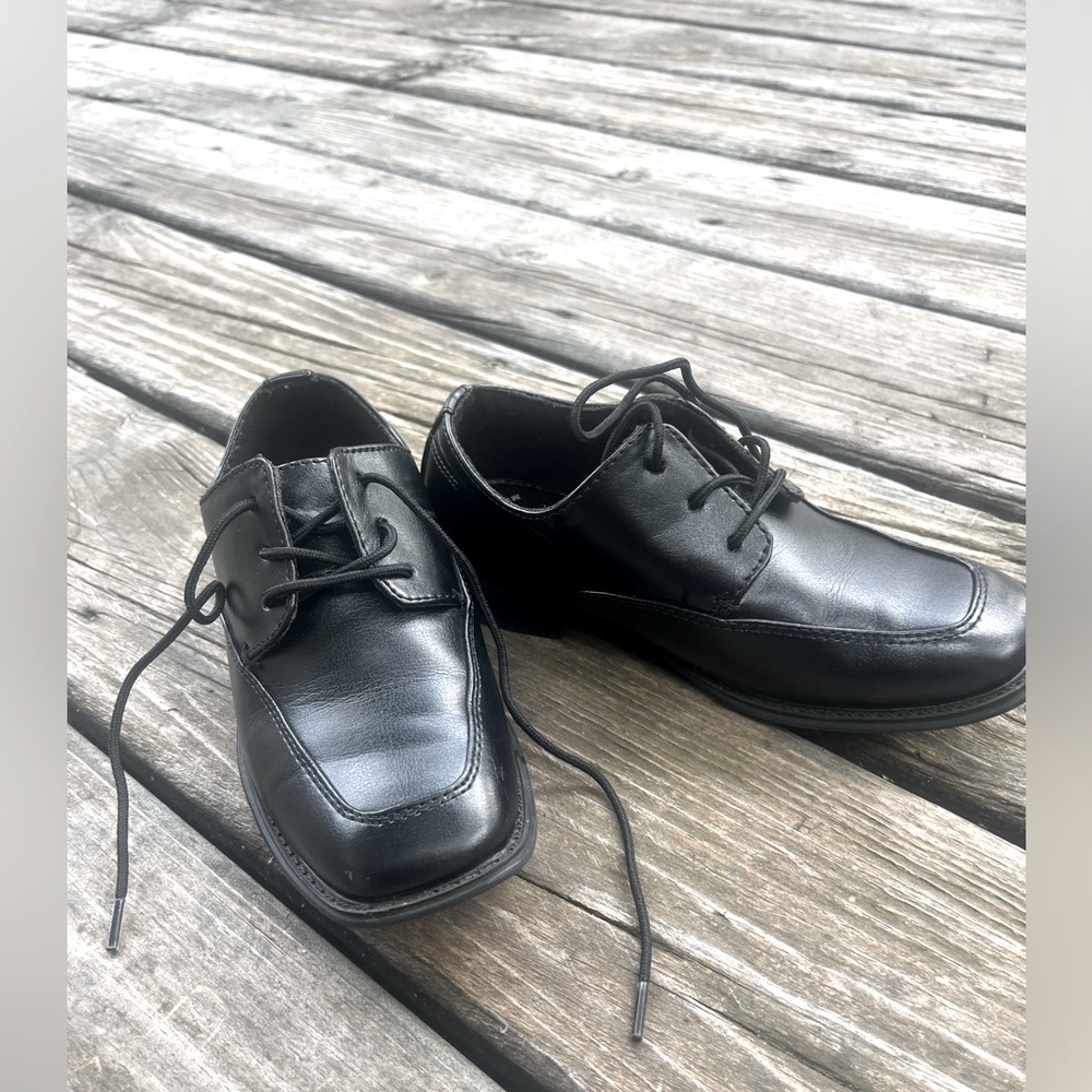 Sonoma Black Dress Shoes Polished Leather Lace-Up Boys Size 13 Medium
